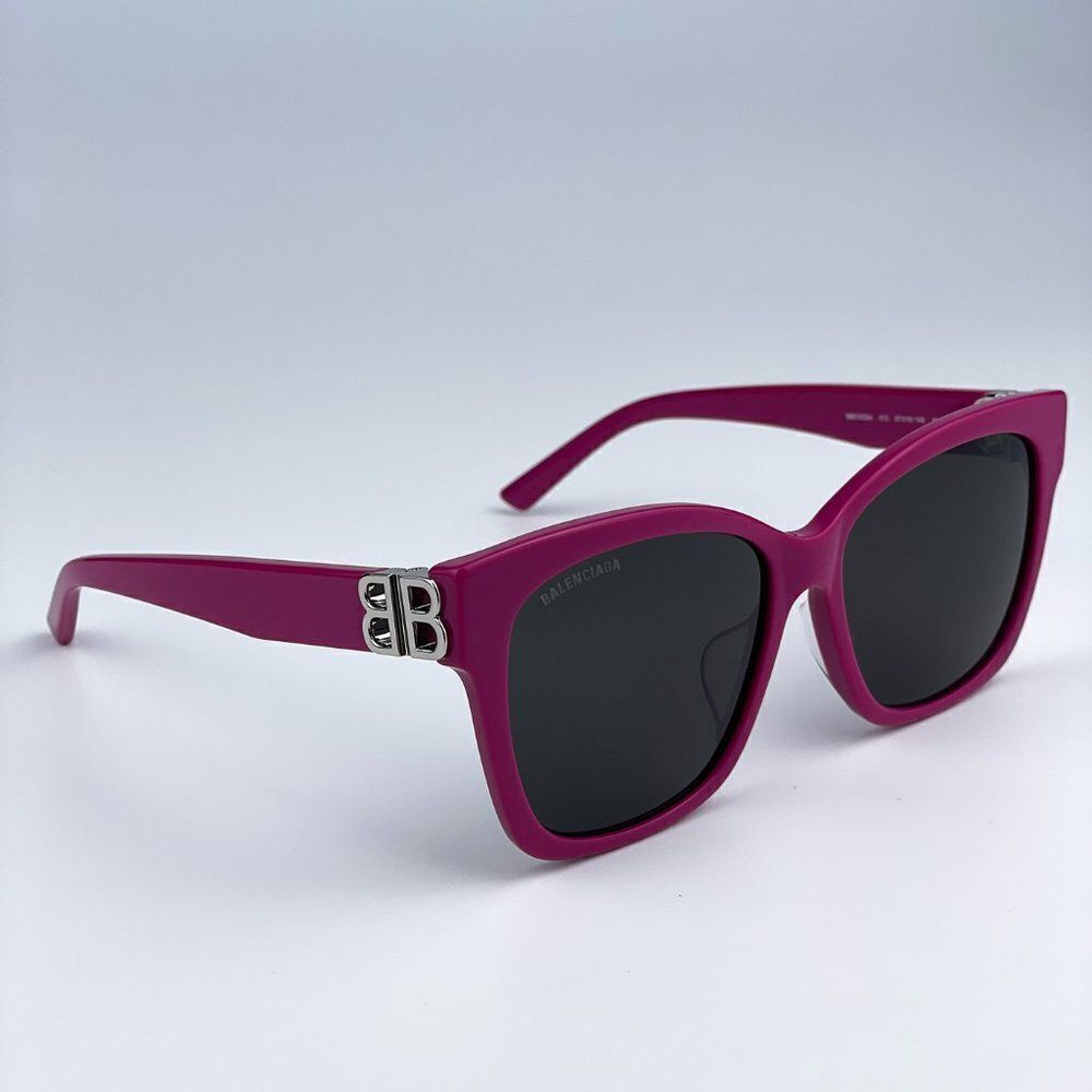 SALE! NEW Balenciaga BB0102SA 013 Fuchsia Pink Grey Square Women Sunglasses - Picture 6 of 11